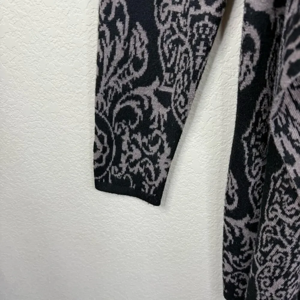 Soft Surroundings Filigree Open Front Tan Black Cardigan Size Large